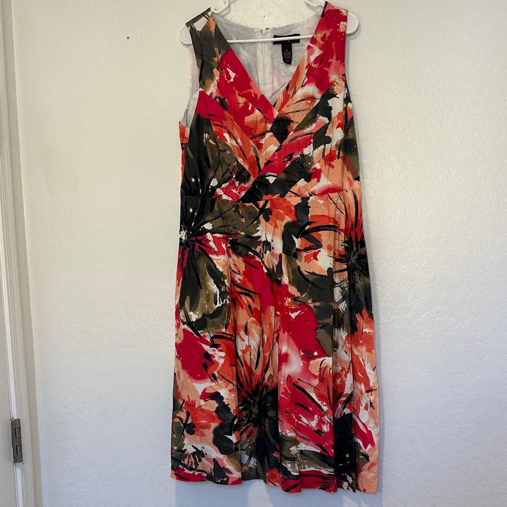 Lane Bryant multi color‎ Floral Midi Dress SLEEVELESS FIT FLARE FLORAL DRESS 16